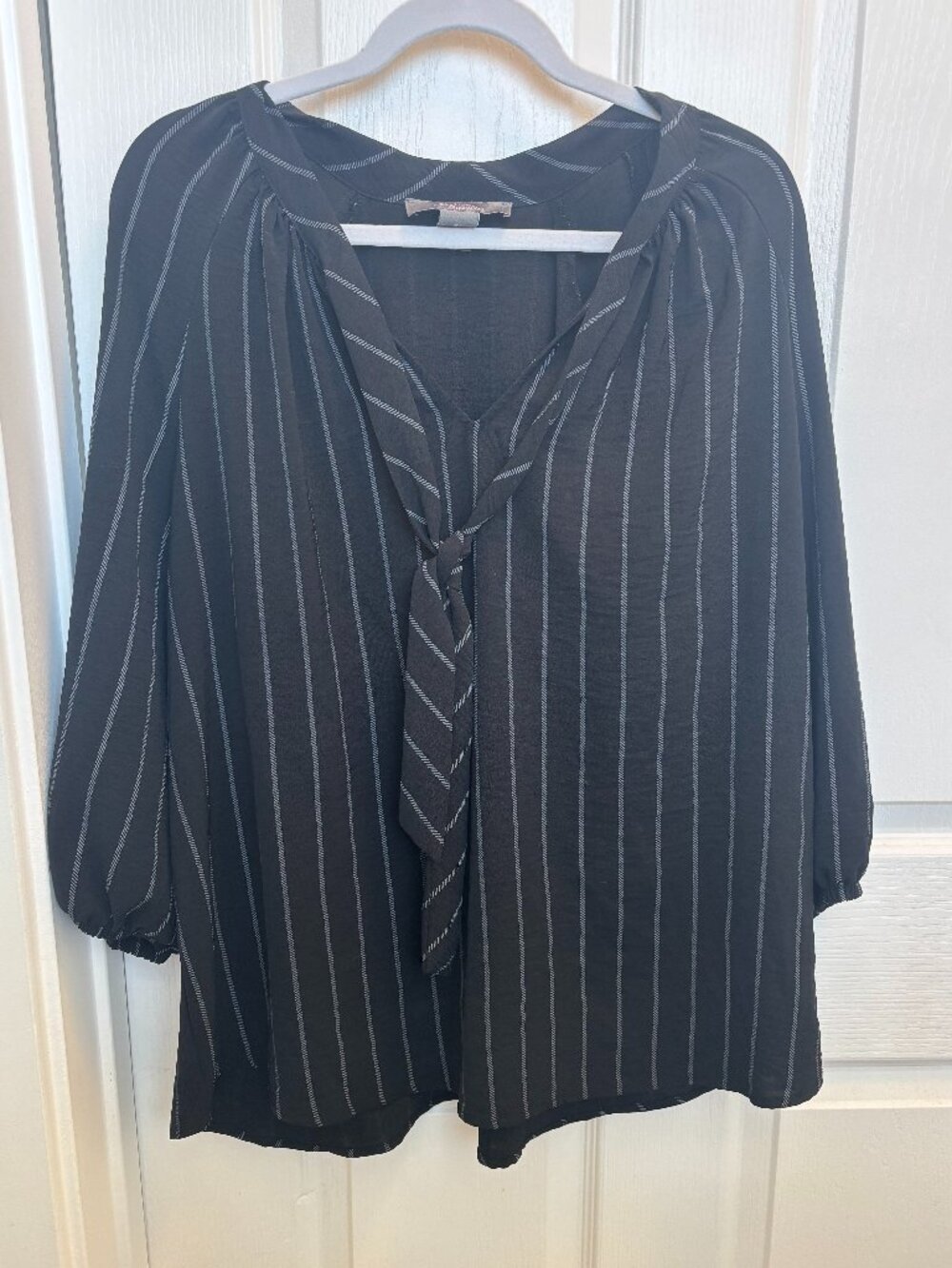 Black Pinstriped Long sleeve Blouse